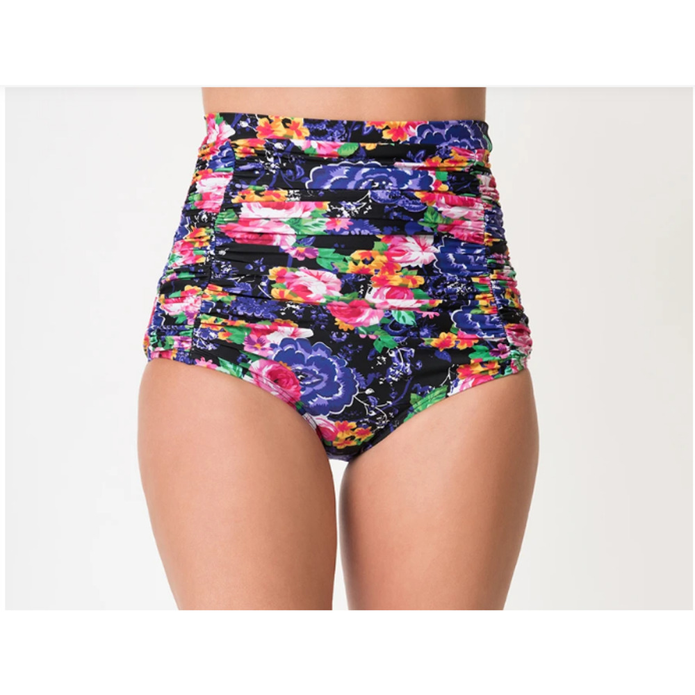 Unique Vintage Monroe High Waist Swim Bottom Floral Multi Size S